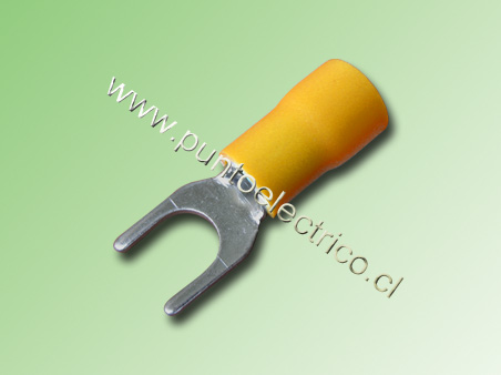 TERMINAL HORQUILLA 12/10AWG COLOR AMARILLO PERF. 5mm - PE130138