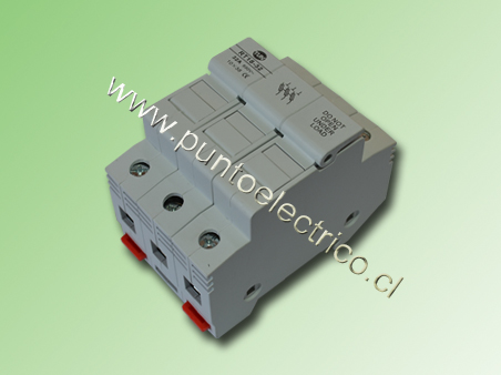 PORTA FUSIBLE SECCIONABLE A RIEL DIN 10,3x38mm 3POLOS 32Amp.-PE160212