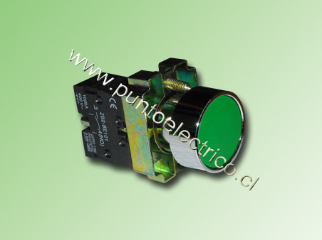 PULSADOR RASANTE COLOR VERDE 22mm 1NA - PE170200