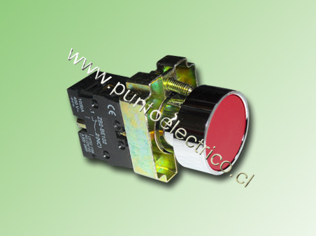 PULSADOR RASANTE COLOR ROJO 22mm 1NC - PE170201