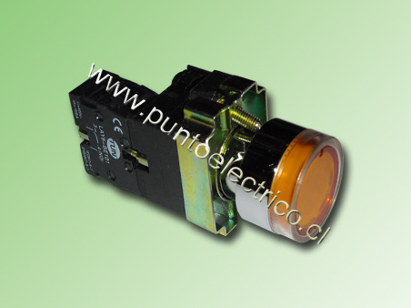 PULSADOR LUMINOSO COLOR AMARILLO BASE BA9S 220VAC. - PE170207