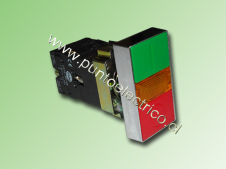 PULSADOR PARTIR/PARAR C/NEON 220VAC 1NA 1NC 22mm. - PE170210