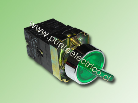 SELECTOR 2 POS.1NA. LUMINOSO COLOR VERDE. C/NEON 220VAC - PE170216