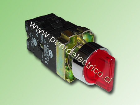 SELECTOR 3 POS. 1NA 1NC LUMINOSO COLOR ROJO. C/NEON 220VAC - PE170223