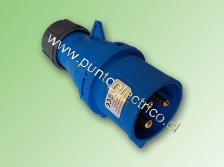 ENCHUFE MACHO VOLANTE 2P T 32Amp. 220VAC. IP44 - PE200407