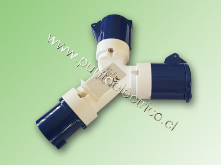 ENCHUFE DERIVACION 1 ENTRADA 2 SALIDAS 2P T 16Amp. 220VAC - PE200450