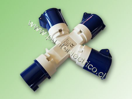 ENCHUFE DERIVACION 1 ENTRADA 3 SALIDAS 2P T 16Amp. 220VAC - PE200451