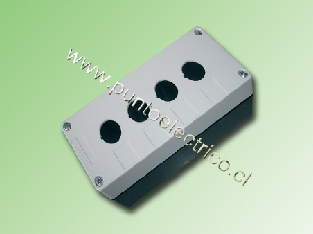 CAJA PVC 4 PERFORACIONES 22mm COLOR GRIS/NEGRO. PE170274