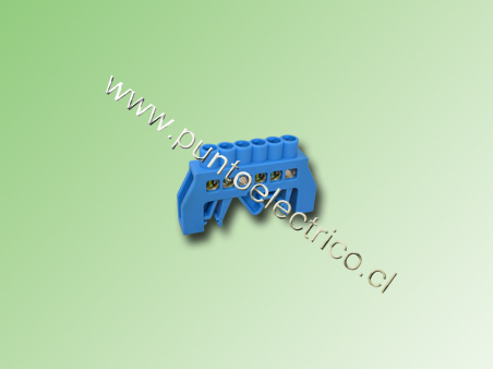 REGLETA AISLADA AZUL 6 PUNTOS CONEXION 5,2mm A RIEL DIN. PE200133