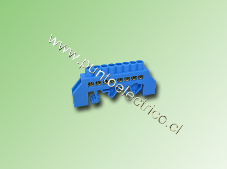 REGLETA AISLADA AZUL 8 PUNTOS CONEXION 5,2mm A RIEL DIN. PE200135