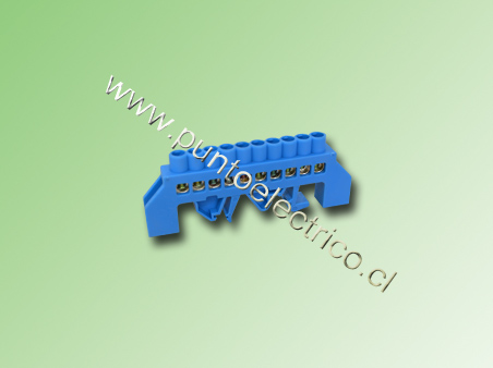 REGLETA AISLADA AZUL 10 PUNTOS CONEXION 5,2mm A RIEL DIN. PE200137