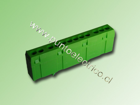 REGLETA AISLADA COL VERDE 12 PUNTOS CONEXION 5,2mm A RIEL DIN. PE200148