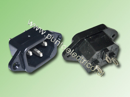 CONECTOR MACHO 2 PATAS  TIERRA 10Amp/250V FIJ POR TORNILLO. PE200196