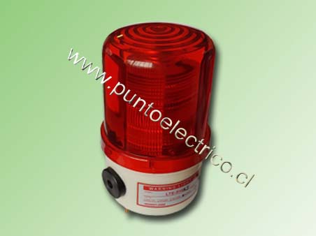 BALIZA DESTELLANTE LED COLOR ROJO 220VAC  C/BUZER.- COD PE170155