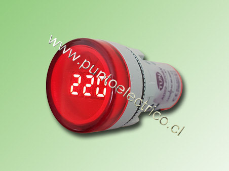 PILOTO LED COLOR ROJO CON VOLTIMETRO 60-500V AC 22mm COD. PE170072