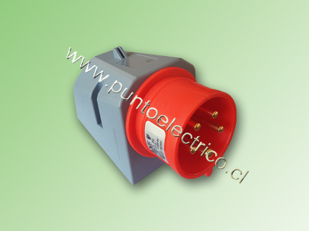 ENCHUFE MACHO SOBREPUESTO 3P N T 16AMP. 380VAC IP 44. COD PE200433