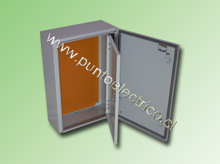 CAJA METÁLICA C/PUERTA  INT. 600x400x200mm IP66  RAL7035. COD PE240080