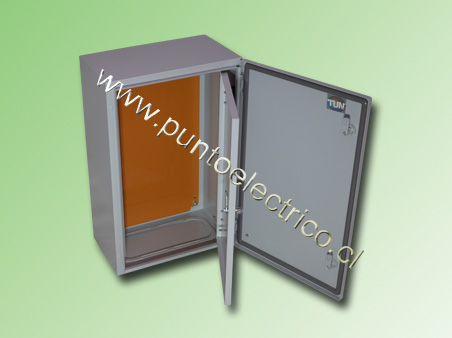 CAJA METÁLICA C/PUERTA  INT. 600x400x250mm IP66  RAL7035. COD PE240081
