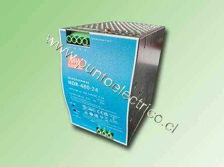 FUENTE A RIEL DIN, INP. 100/240VAC OUTP. 24VDC 20Amp. PE140228