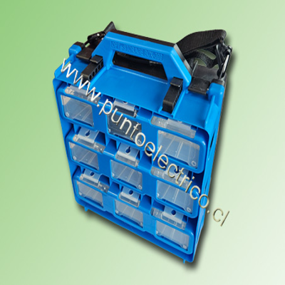 CAJA DE ALMACENAMIENTO PORTÁTIL COLOR AZUL 18 HABITACULOS OPT