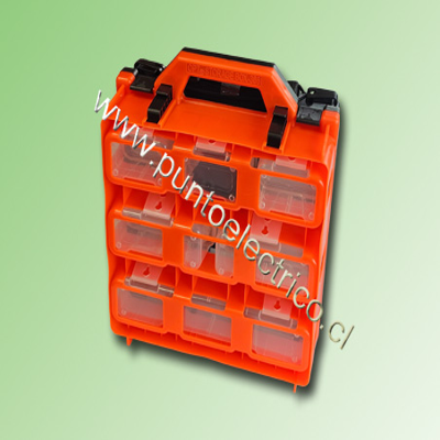 CAJA DE ALMACENAMIENTO PORTÁTIL COLOR NARANJA 14 HABITACULOS OPT